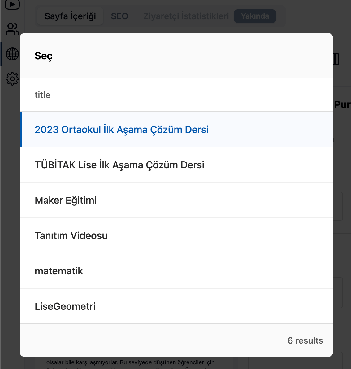 Satın Alma Bölümü Ders Seçimi Dialog